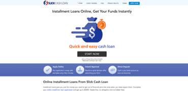 Slick Cash Loans website